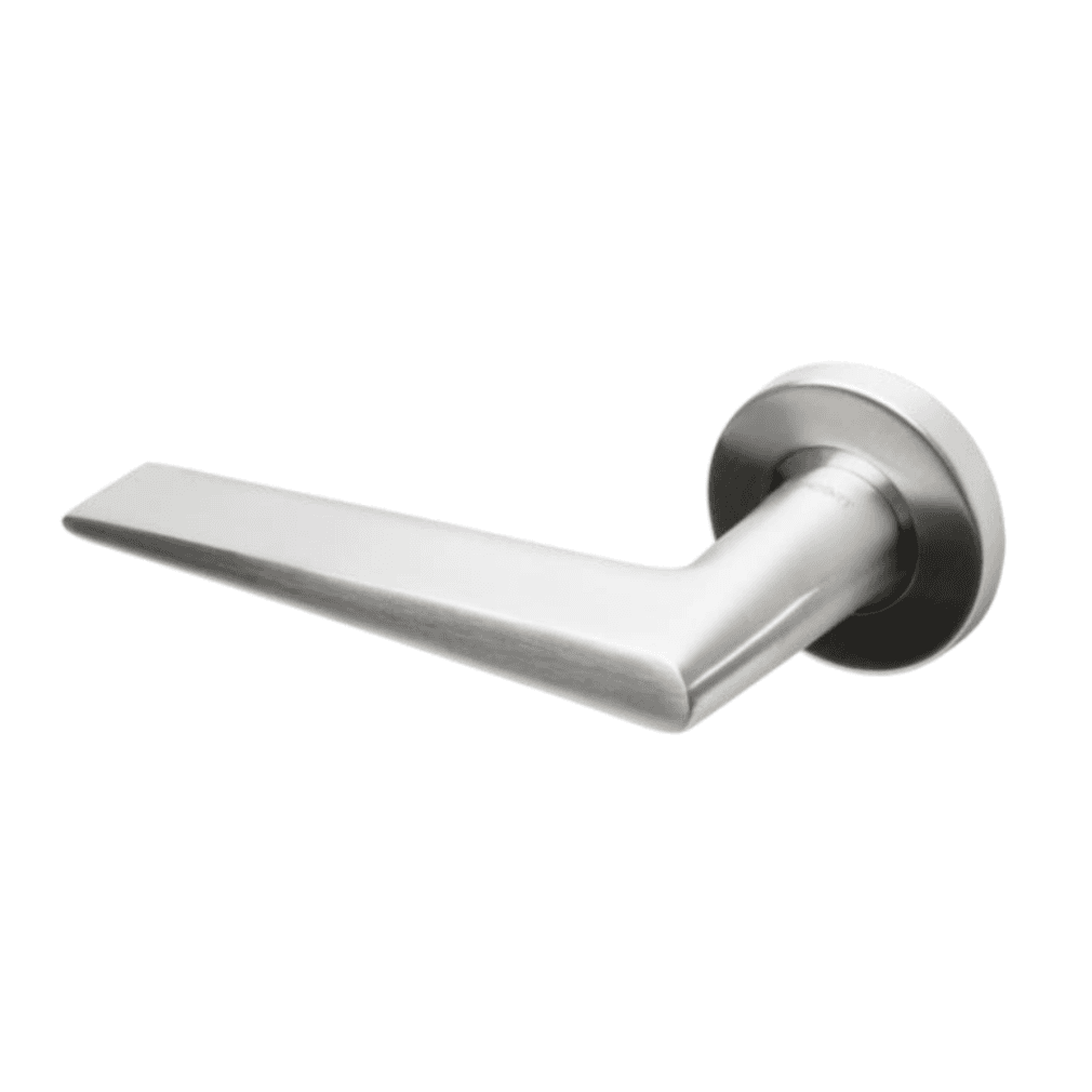 Onslow lever handle with spring assisted rose