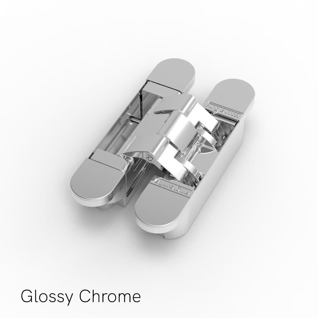M6 concealed 3D hinge for a flush jib door Glossy Chrome