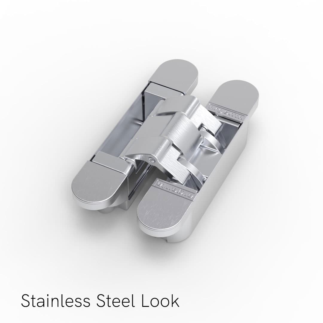 M6 concealed 3D hinge for a flush jib door Stainless Steel Look