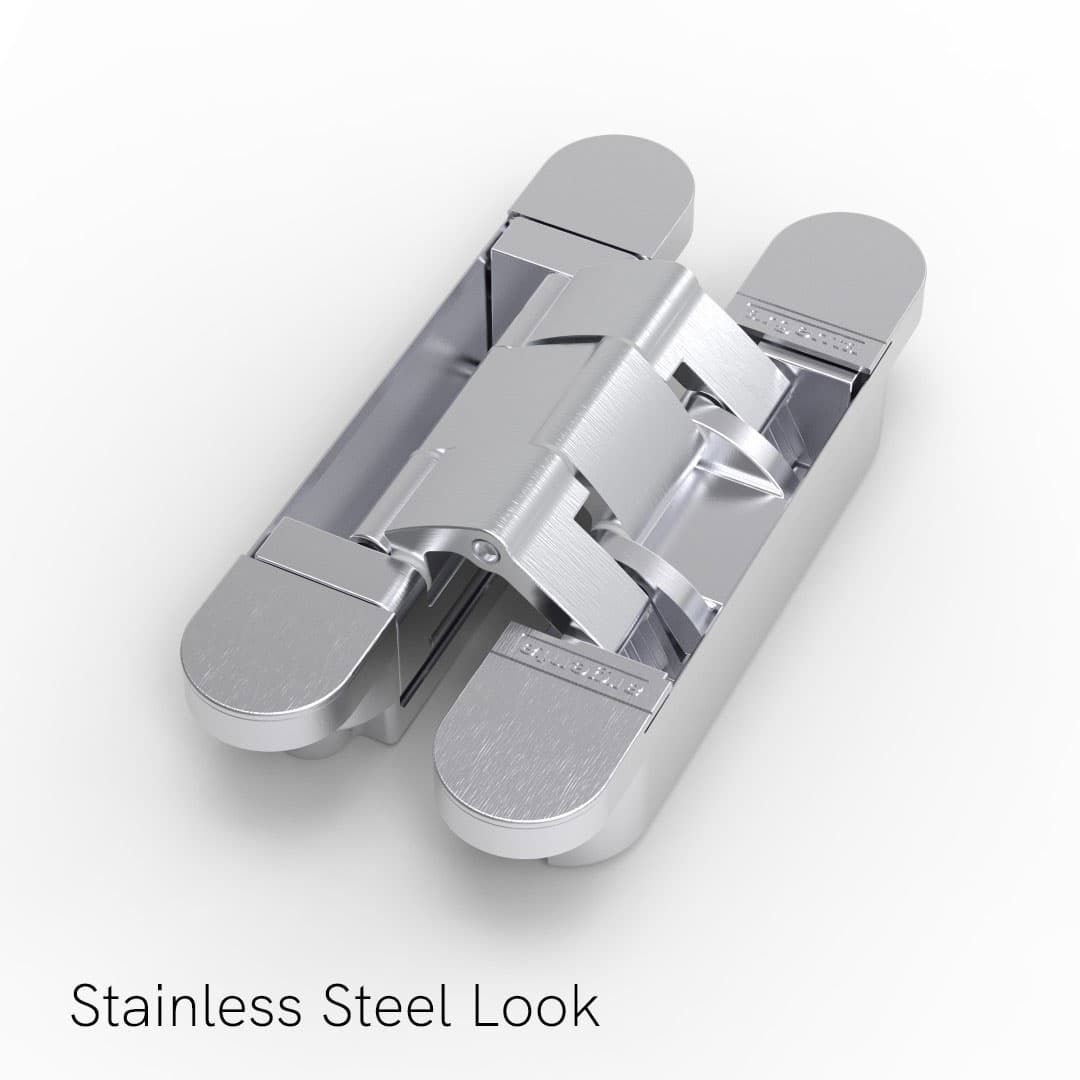 Stainless Steel Look invisible hinge for flush jib doors